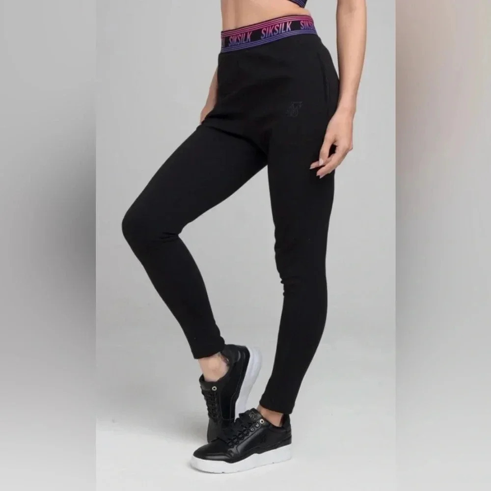 ❤️NWT Siksilk Track Jogger Black Pants Size 6